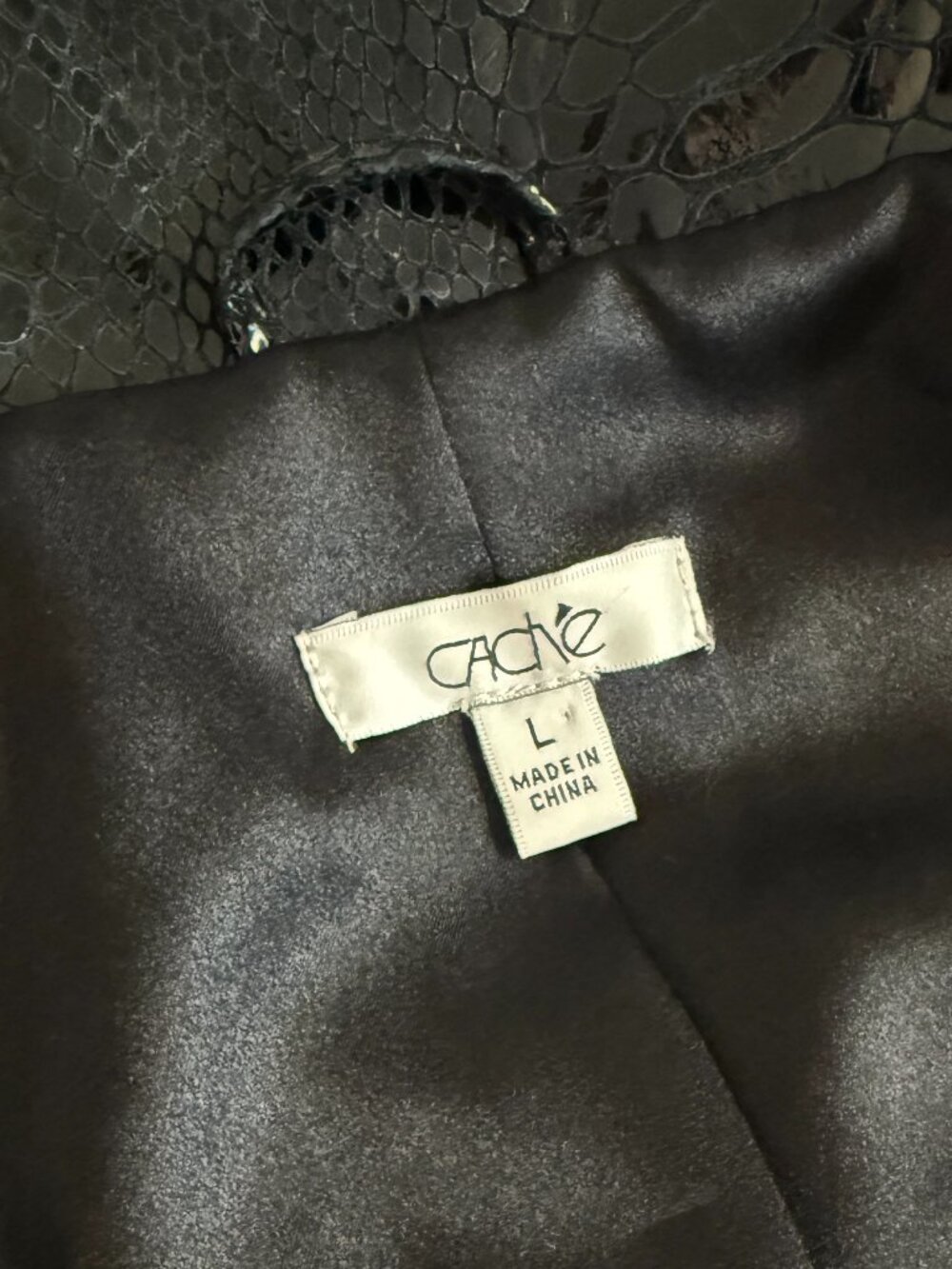 CACHE Exotic Black Snakeskin Leather Biker Jacket | REAL SHOWSTOPPER! | L | EUC - Picture 11 of 14